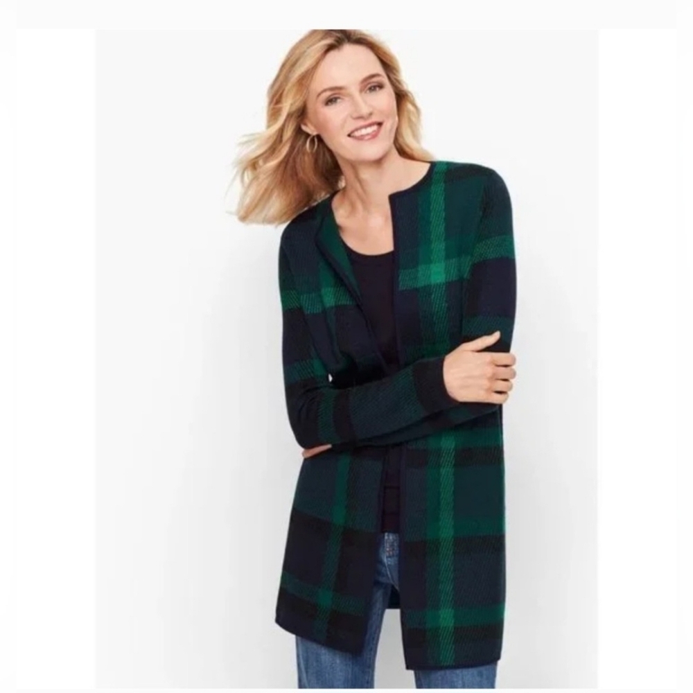 Talbots Green and Black Cardigan Sweater